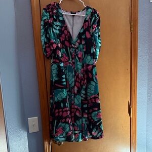 Torrid Teal and Pink Floral Long Sleeve Dress